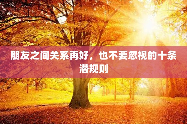 朋友之间关系再好,也不要忽视的十条潜规则