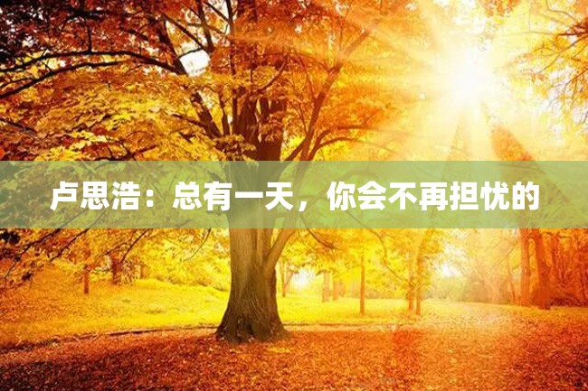 卢思浩:总有一天,你会不再担忧的