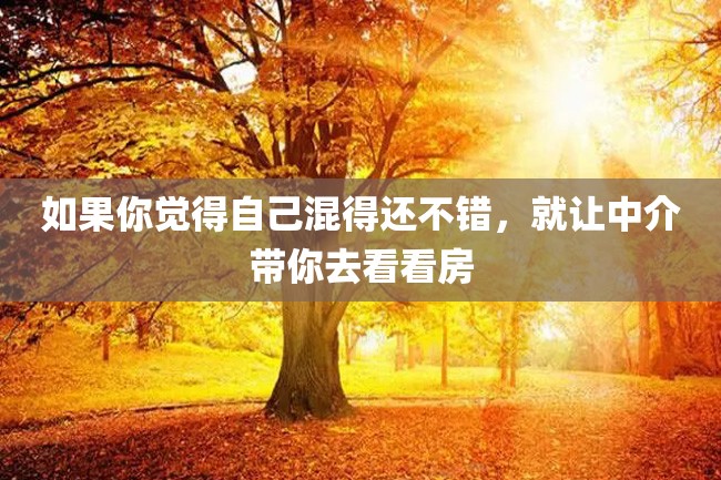 如果你觉得自己混得还不错，就让中介带你去看看房