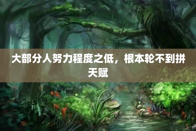 大部分人努力程度之低,根本轮不到拼天赋