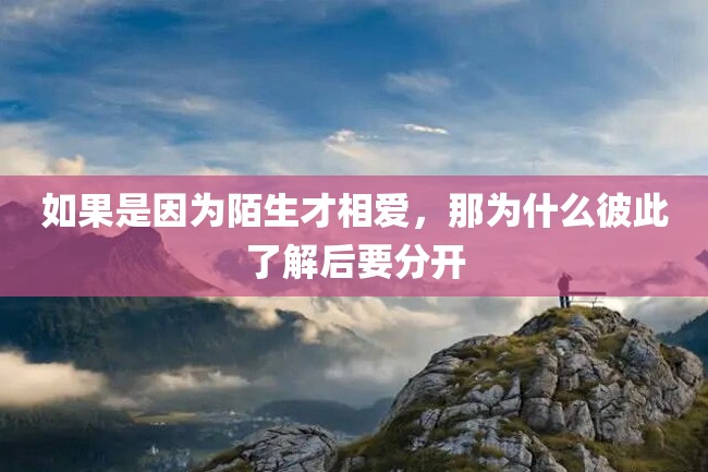 如果是因为陌生才相爱,那为什么彼此了解后要分开