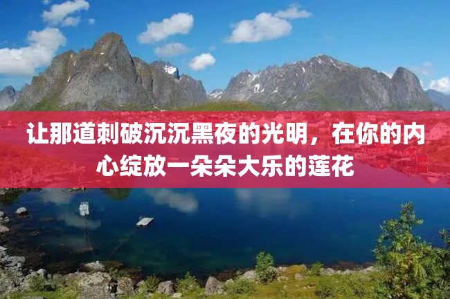 让那道刺破沉沉黑夜的光明,在你的内心绽放一朵朵大乐的莲花