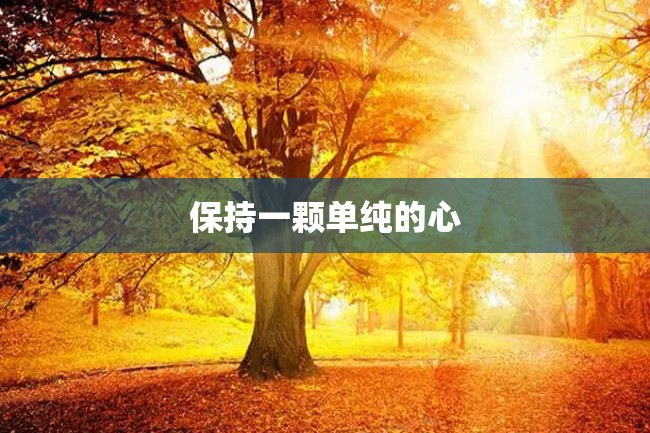 保持一颗单纯的心