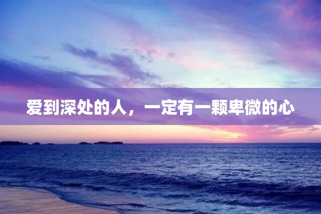 爱到深处的人,一定有一颗卑微的心