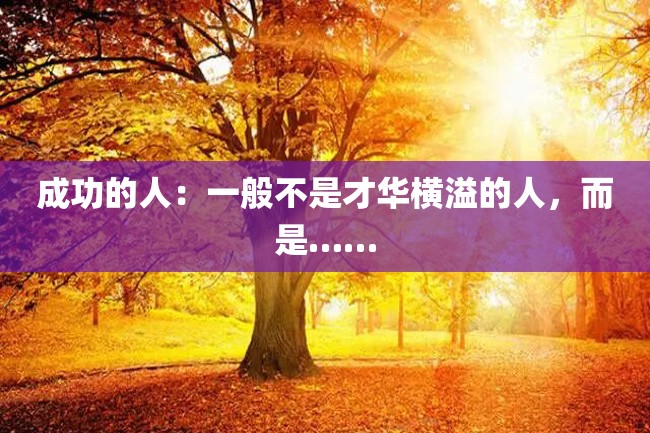 成功的人:一般不是才华横溢的人,而是……