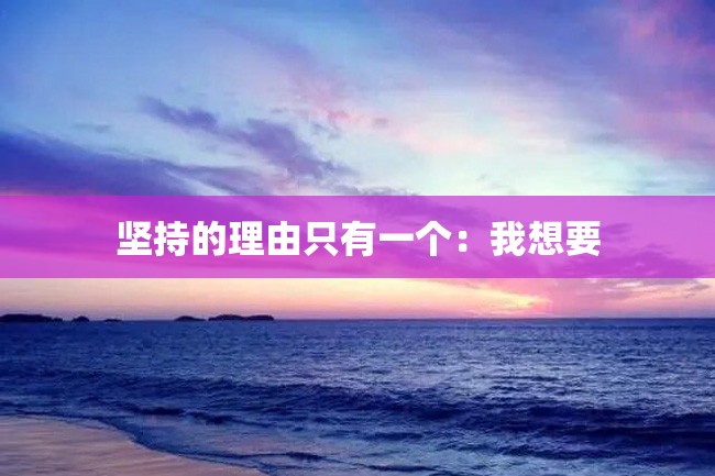 坚持的理由只有一个:我想要