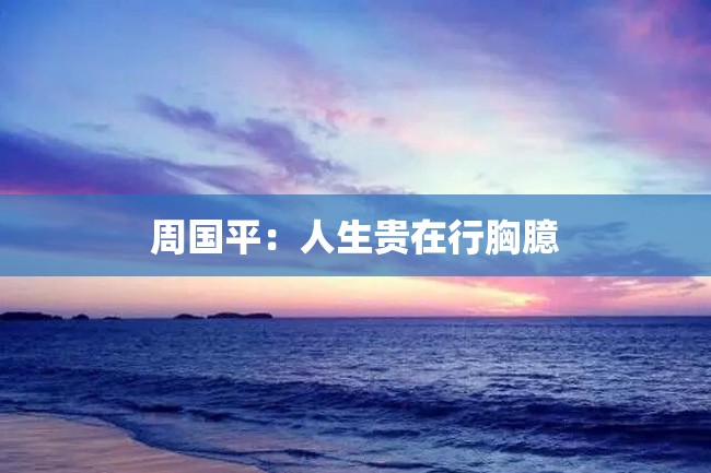 周国平:人生贵在行胸臆