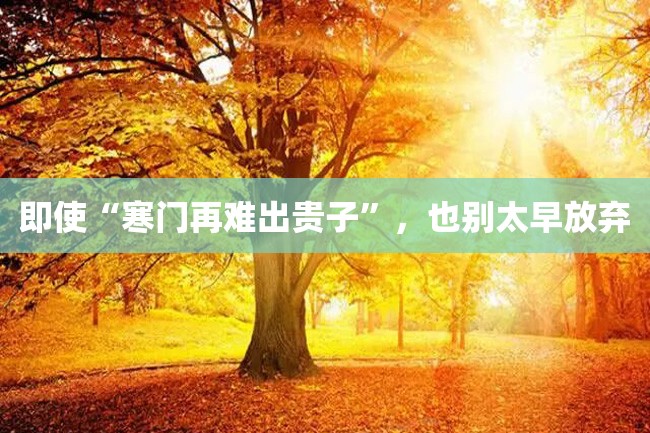 即使“寒门再难出贵子”,也别太早放弃
