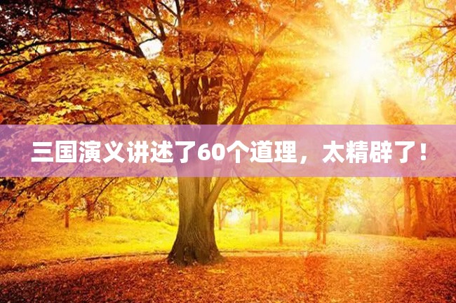 三国演义讲述了60个道理,太精辟了!