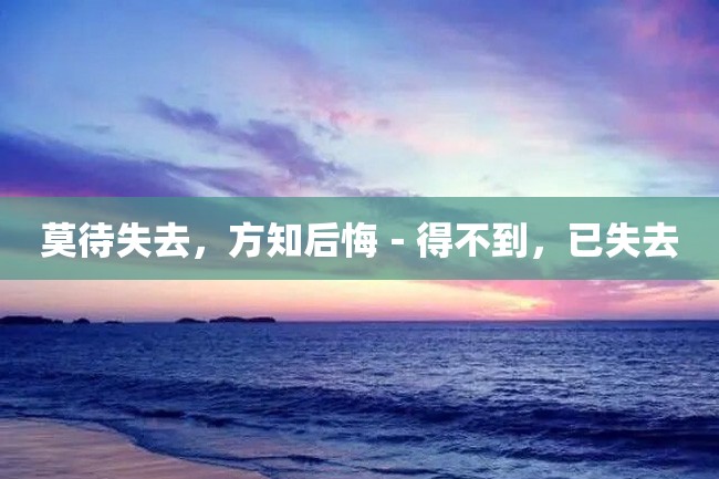 莫待失去,方知后悔-得不到,已失去