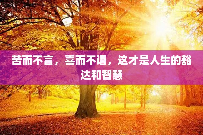 苦而不言,喜而不语,这才是人生的豁达和智慧