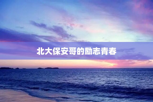 北大保安哥的励志青春