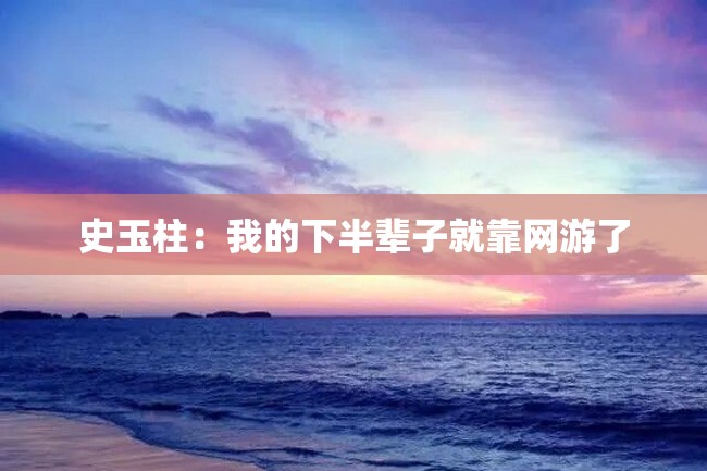 史玉柱:我的下半辈子就靠网游了