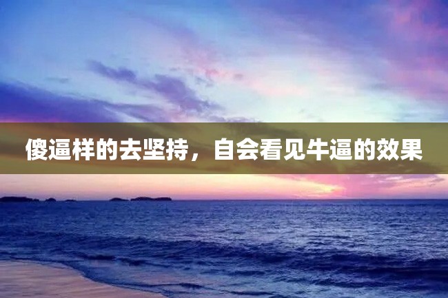 傻逼样的去坚持,自会看见牛逼的效果
