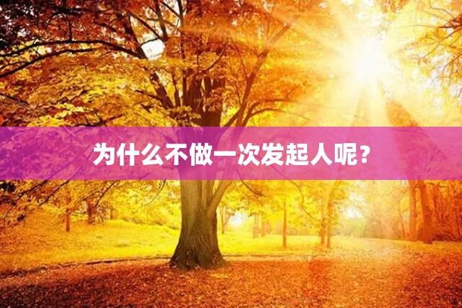 为什么不做一次发起人呢?