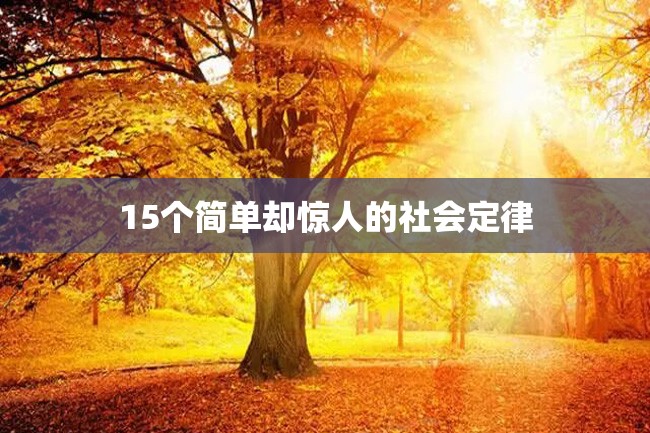 15个简单却惊人的社会定律
