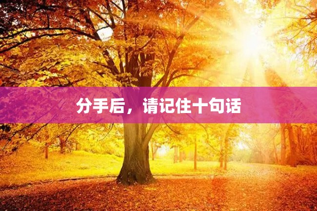 分手后,请记住十句话