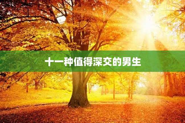 十一种值得深交的男生