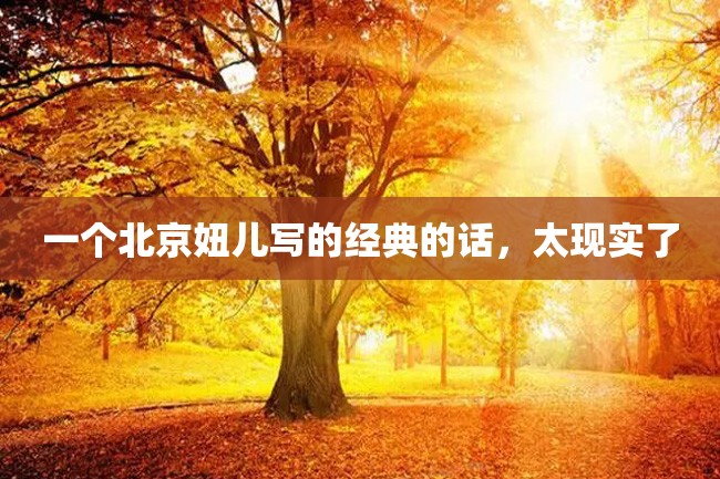一个北京妞儿写的经典的话,太现实了