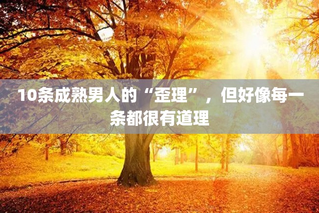 10条成熟男人的“歪理”,但好像每一条都很有道理