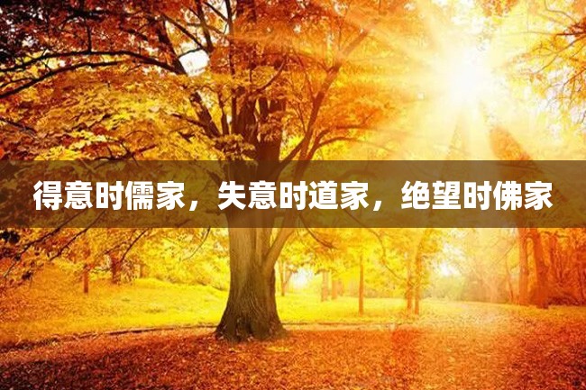 得意时儒家,失意时道家,绝望时佛家