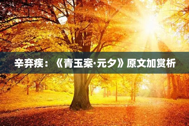 辛弃疾:《青玉案·元夕》原文加赏析