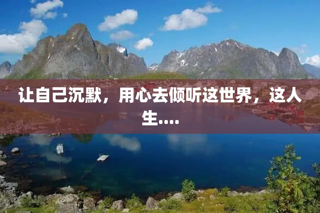 让自己沉默,用心去倾听这世界,这人生....