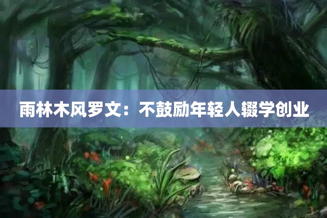 雨林木风罗文:不鼓励年轻人辍学创业