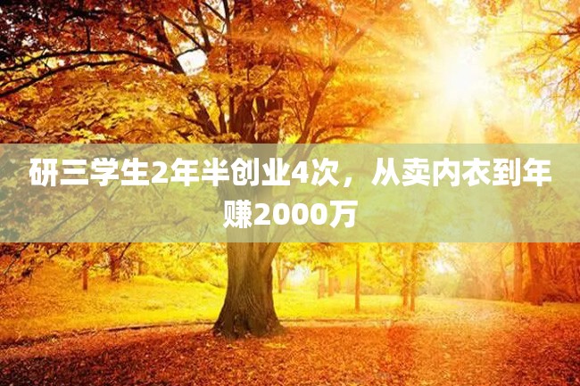 研三学生2年半创业4次,从卖内衣到年赚2000万