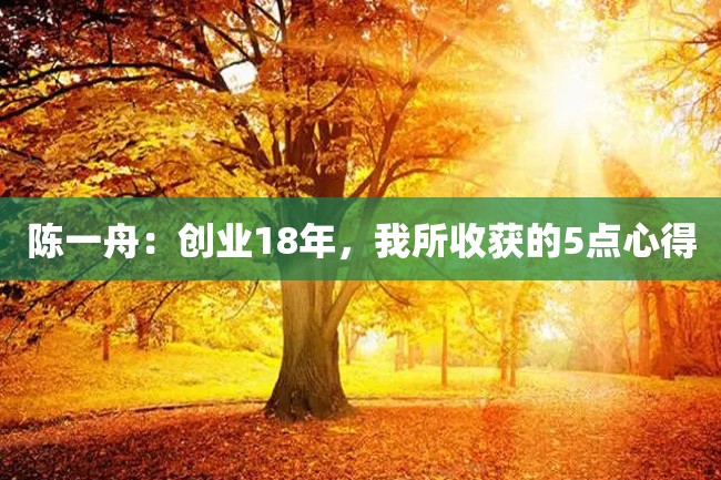陈一舟:创业18年,我所收获的5点心得