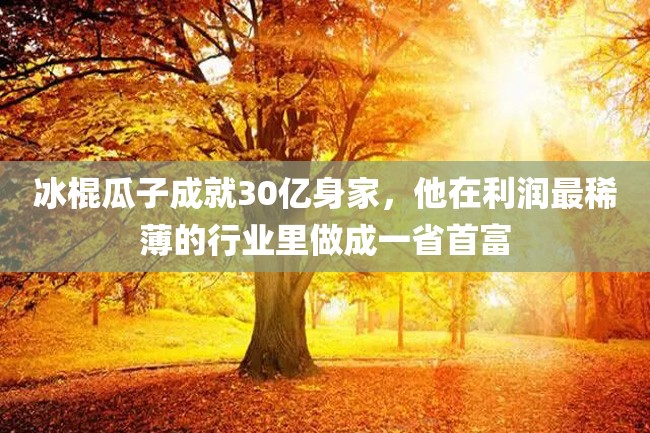 冰棍瓜子成就30亿身家,他在利润最稀薄的行业里做成一省首富