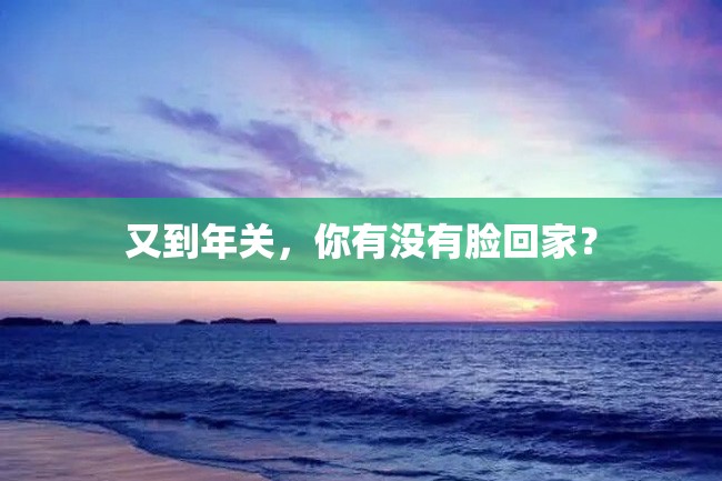 又到年关,你有没有脸回家?