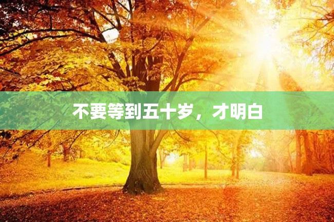 不要等到五十岁,才明白