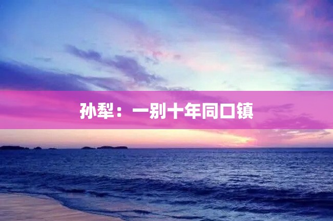孙犁:一别十年同口镇