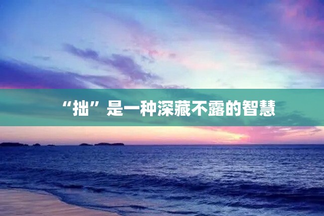 “拙”是一种深藏不露的智慧