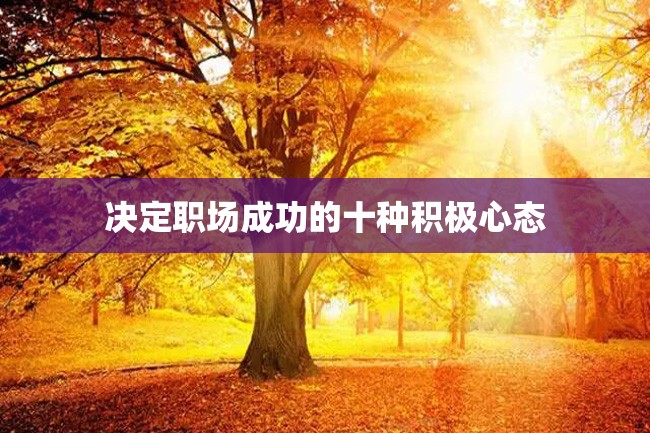 决定职场成功的十种积极心态