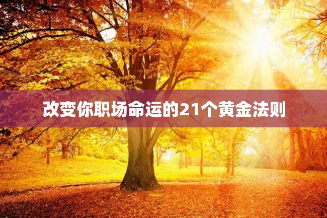 改变你职场命运的21个黄金法则