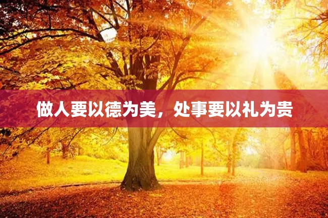 做人要以德为美,处事要以礼为贵