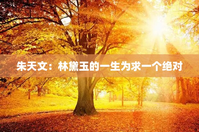 朱天文:林黛玉的一生为求一个绝对