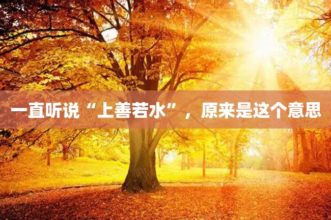 一直听说“上善若水”,原来是这个意思