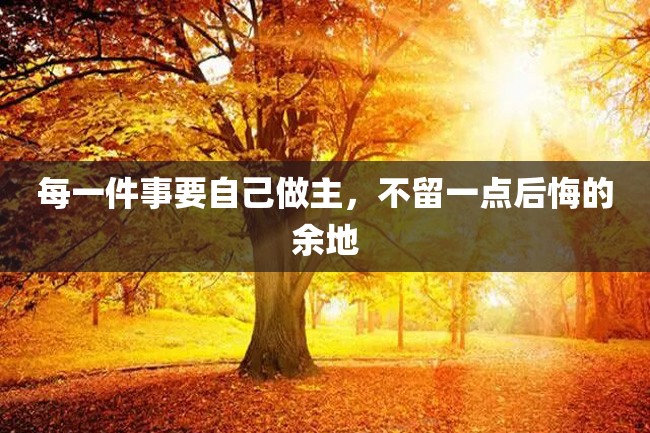 每一件事要自己做主,不留一点后悔的余地