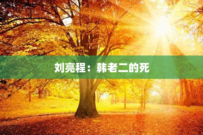 刘亮程:韩老二的死