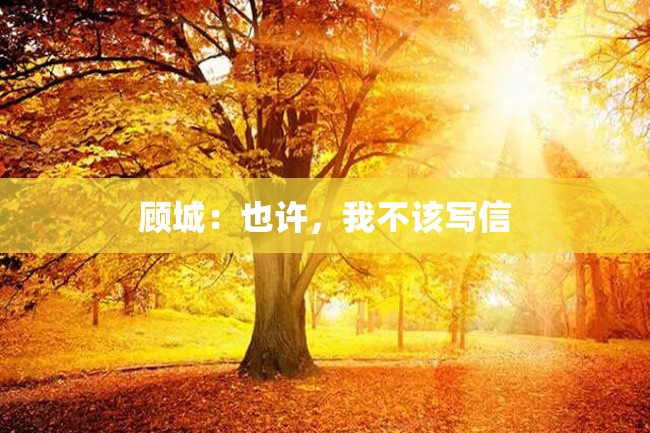 顾城：也许，我不该写信